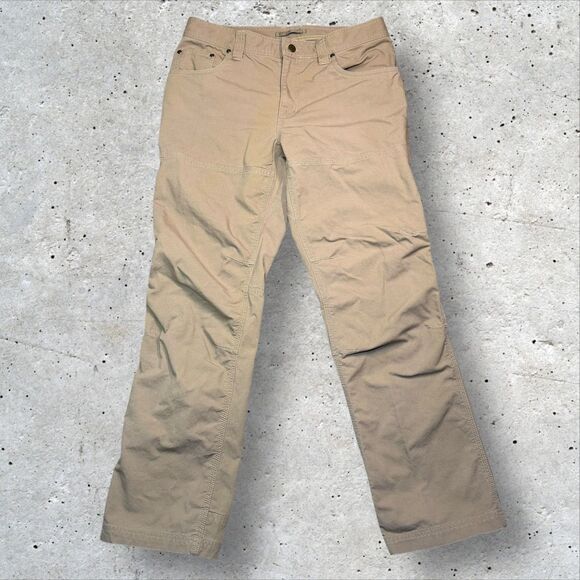 L.L.Bean Men’s Canvas Work Pants Tan 33x32 Reinforced Knees Utility Pockets - Picture 2 of 13